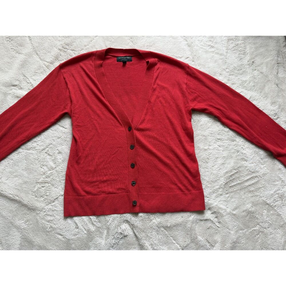 Banana Republic Women’s Red Forever Sweater Cardigan Size S Button Front